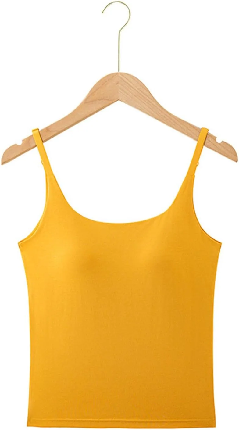2025 New Athletic Cami Tops with Built in Bra Women Adjustable Strap Camisoles Sleeveless Under Shirts Stretchy Tees