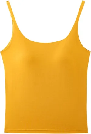 2025 New Athletic Cami Tops with Built in Bra Women Adjustable Strap Camisoles Sleeveless Under Shirts Stretchy Tees