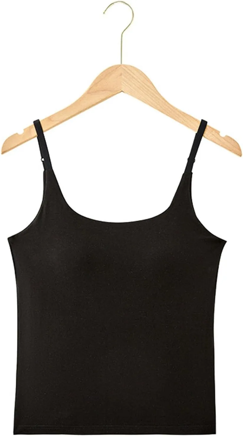 2025 New Athletic Cami Tops with Built in Bra Women Adjustable Strap Camisoles Sleeveless Under Shirts Stretchy Tees