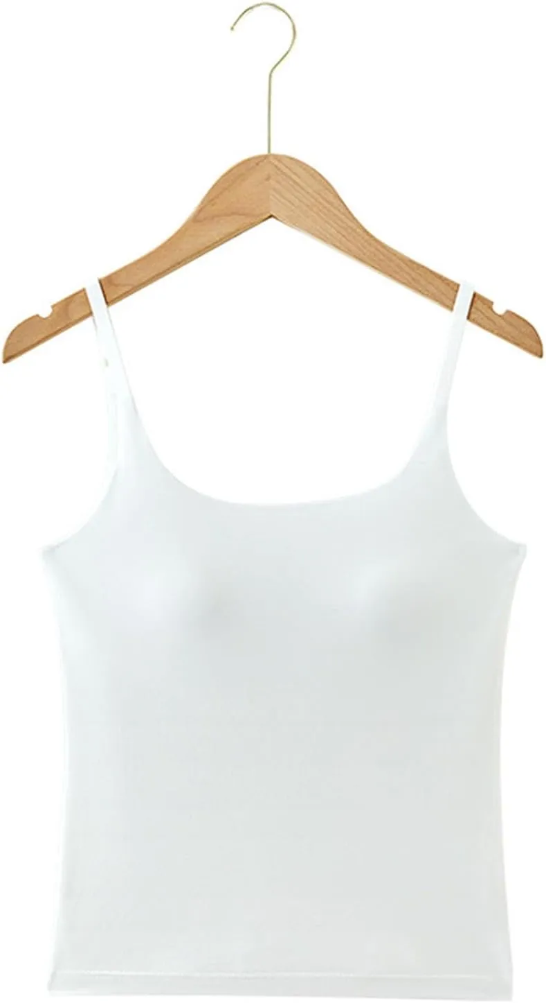 2025 New Athletic Cami Tops with Built in Bra Women Adjustable Strap Camisoles Sleeveless Under Shirts Stretchy Tees