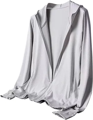 2025 Sun Protection Fishing Shirts for Men Long Sleeve UV SPF Hooded Outwear Lightweight Zip Up Rash Guard Tops