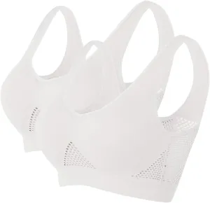 2Pcs Breathable Cool Liftup Air Bra for Women, 2024 Padded Full Support Sports Bra, Comfortable Bras No Underwire