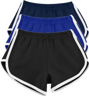 3 Packs Girls Athletic Shorts Kids Soccer Basketball Shorts Quick Dry Running Shorts Tennis Joggers Workout Shorts