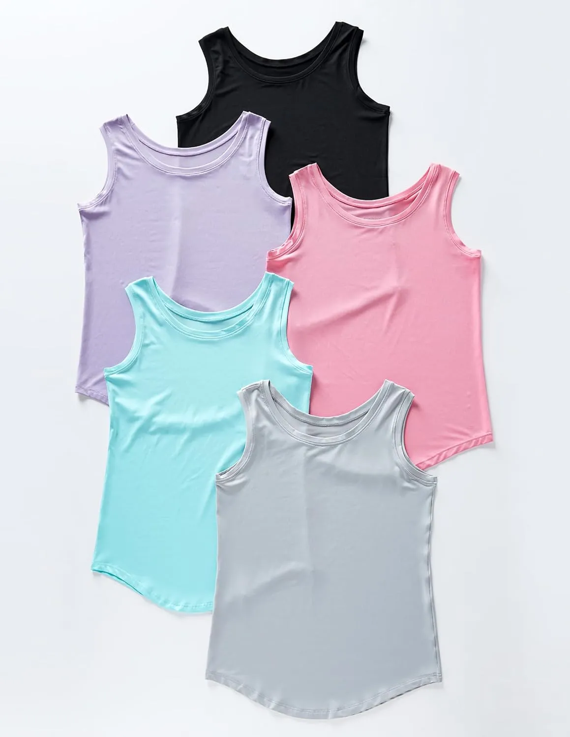 5 Pack Wide Straps Womens Workout Tank Tops, Athletic Sleeveless Shirts for Women, Ladies Exercise Tops for Yoga Tennis