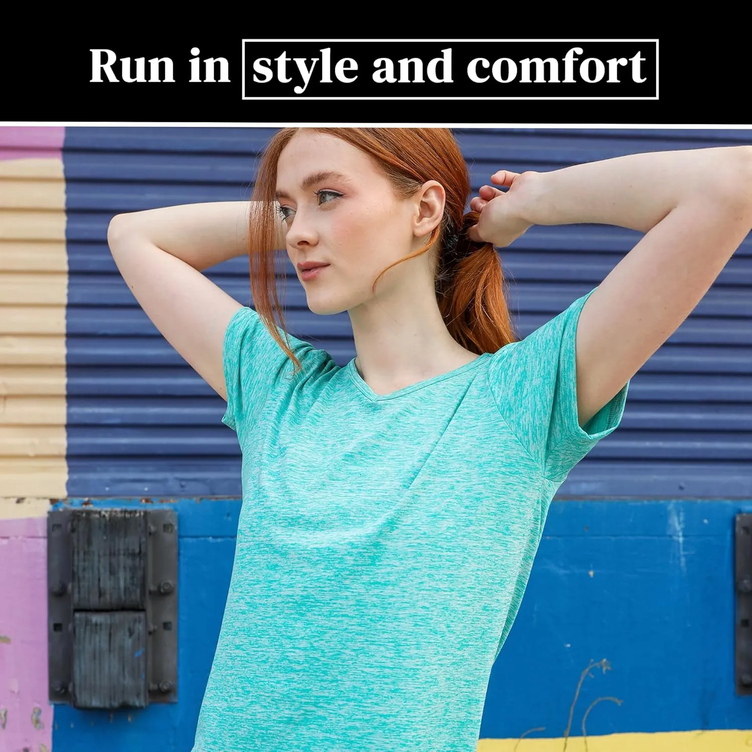 [5 Pack] Women’s Dry-Fit Wicking V-Neck T Shirts Activewear Running Yoga Workout Gym Tee Top