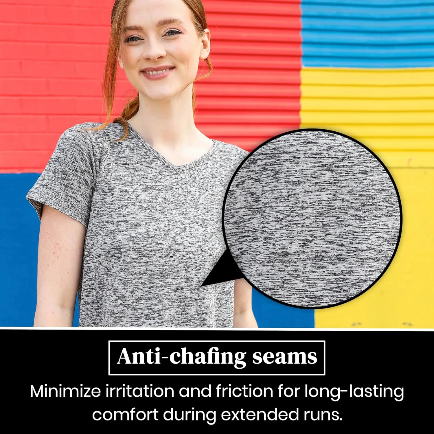 [5 Pack] Women’s Dry-Fit Wicking V-Neck T Shirts Activewear Running Yoga Workout Gym Tee Top