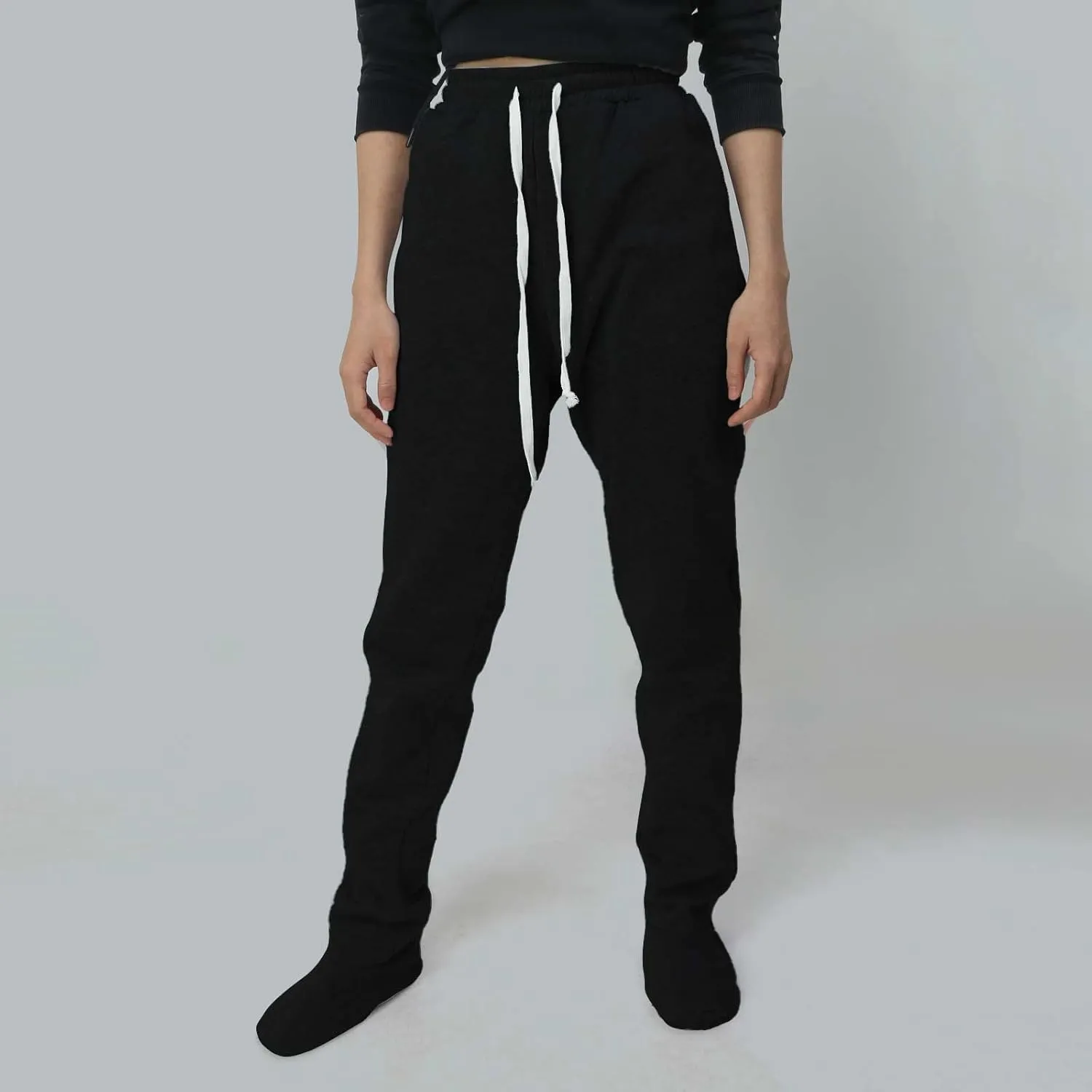 Adult Footed Sweatpants with Sherpa Fleece Lined Feet, Soft and Warm Footing Homewear Sweatpants Jogger Pajama Pants