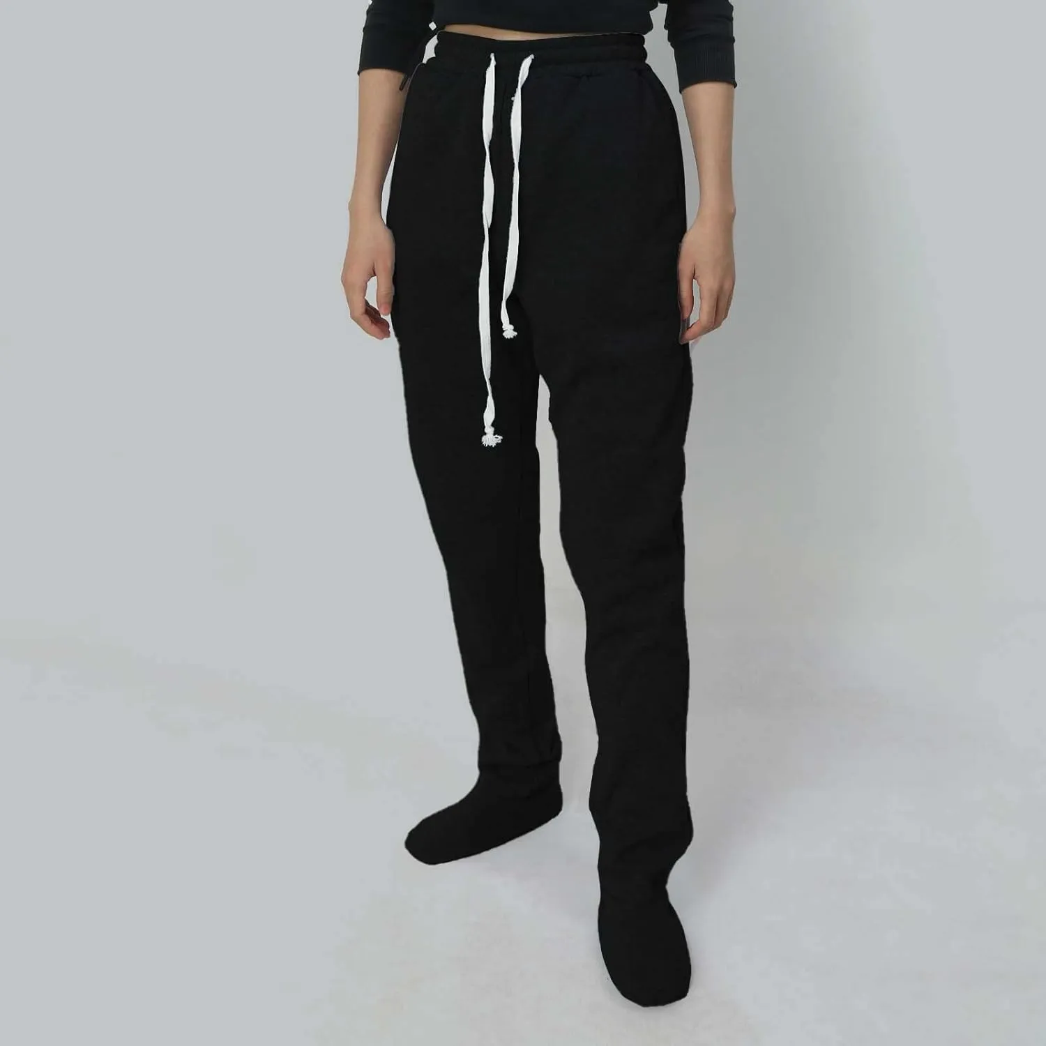 Adult Footed Sweatpants with Sherpa Fleece Lined Feet, Soft and Warm Footing Homewear Sweatpants Jogger Pajama Pants