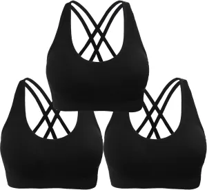 AKAMC Women's Cross Back Sport Bras,Adjustable Straps Padded Criss Cross Cropped Bras for Yoga Workout Fitness