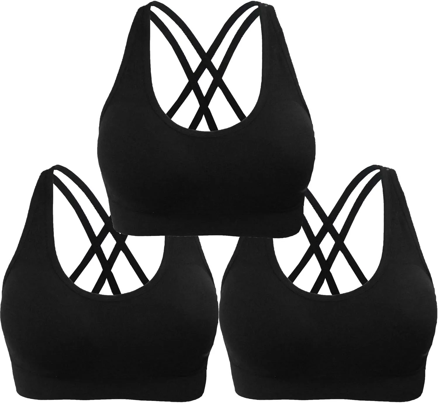 AKAMC Women's Cross Back Sport Bras,Adjustable Straps Padded Criss Cross Cropped Bras for Yoga Workout Fitness