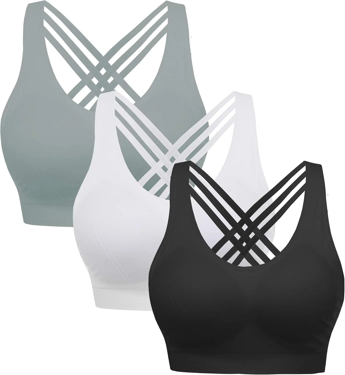AKAMC Women's Cross Back Sport Bras,Adjustable Straps Padded Criss Cross Cropped Bras for Yoga Workout Fitness