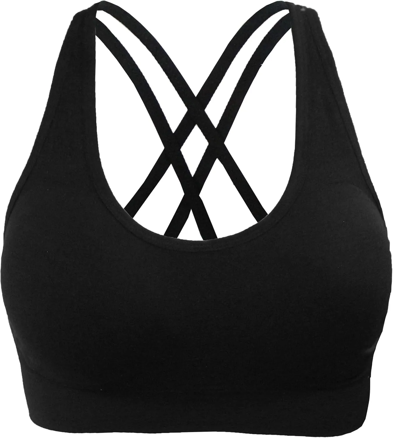 AKAMC Women's Cross Back Sport Bras,Adjustable Straps Padded Criss Cross Cropped Bras for Yoga Workout Fitness