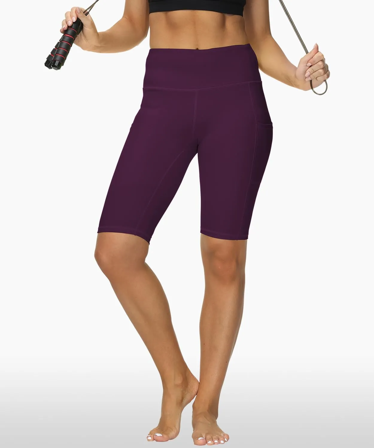 ALONG FIT Women High Waisted Biker Shorts Tummy Control Workout Yoga Shorts with Pockets Athletic Workout Running
