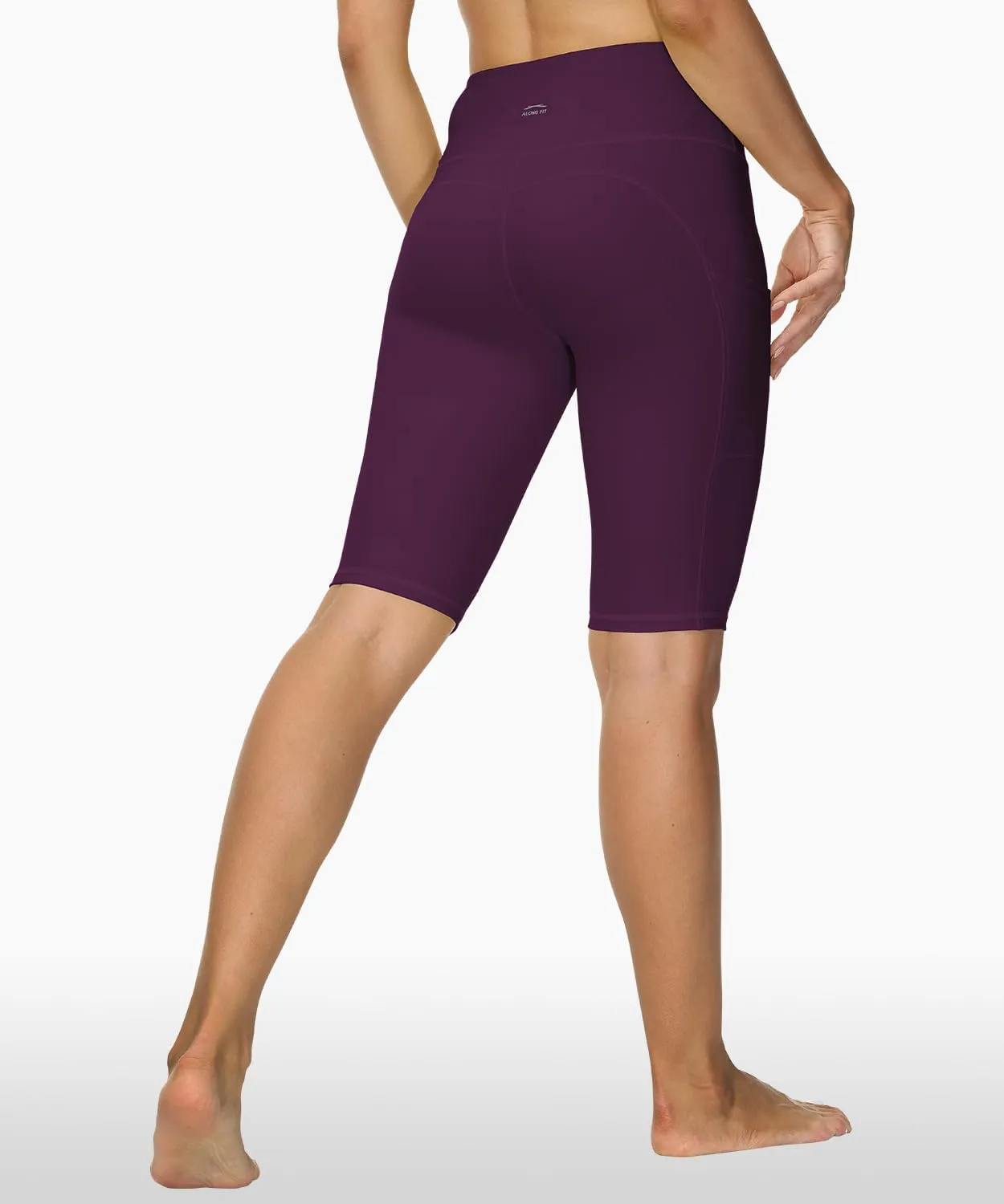 ALONG FIT Women High Waisted Biker Shorts Tummy Control Workout Yoga Shorts with Pockets Athletic Workout Running