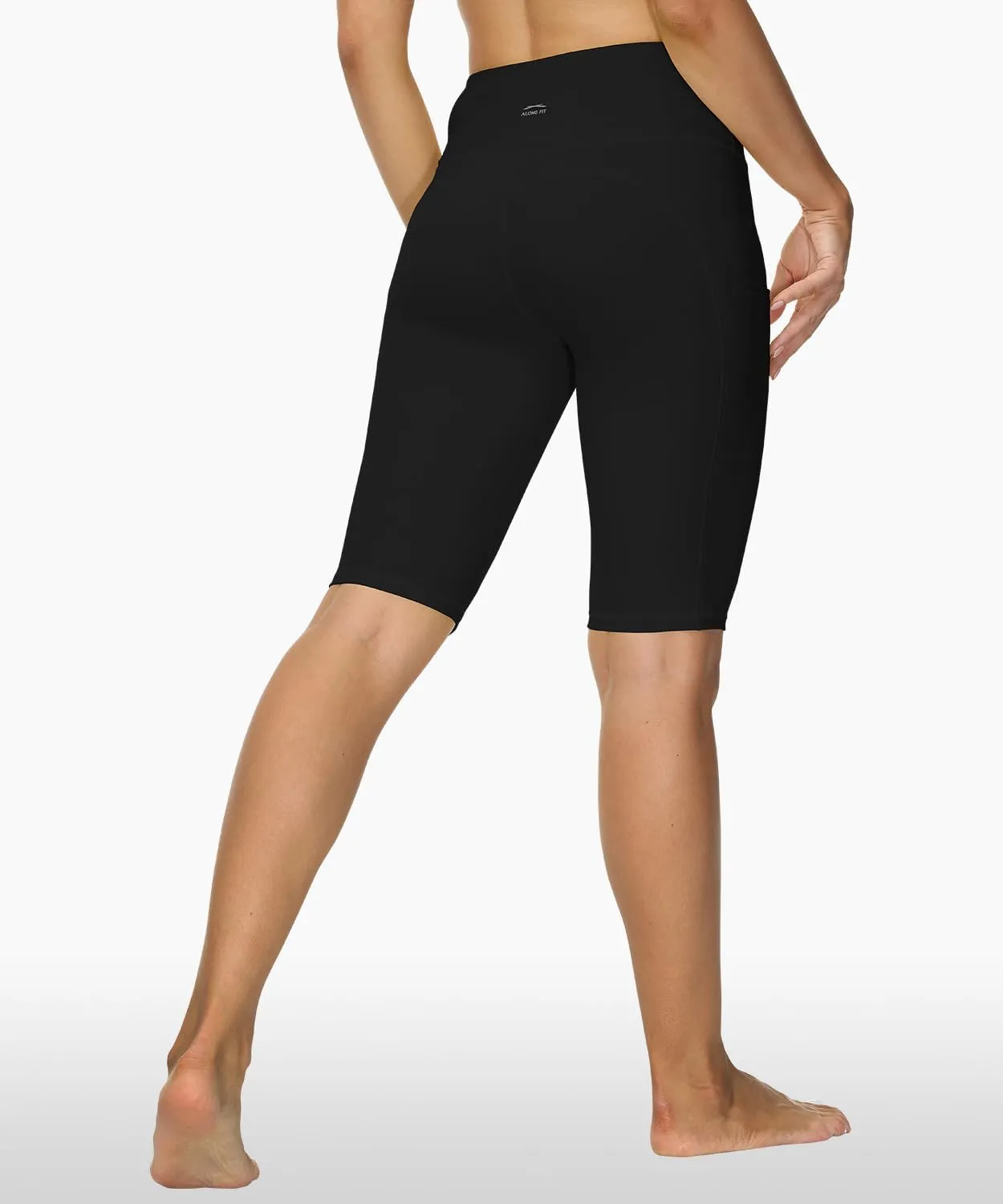 ALONG FIT Women High Waisted Biker Shorts Tummy Control Workout Yoga Shorts with Pockets Athletic Workout Running