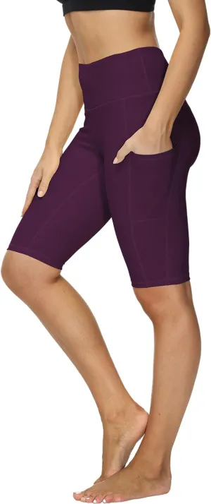 ALONG FIT Women High Waisted Biker Shorts Tummy Control Workout Yoga Shorts with Pockets Athletic Workout Running