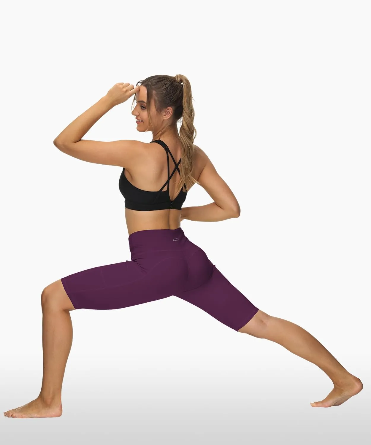 ALONG FIT Women High Waisted Biker Shorts Tummy Control Workout Yoga Shorts with Pockets Athletic Workout Running