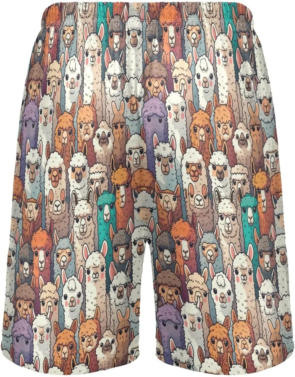 Alpaca Llama Animal Face Mens Pajama Shorts Soft Pants Lounge Sleepwear Bottoms with Drawstring & Pockets