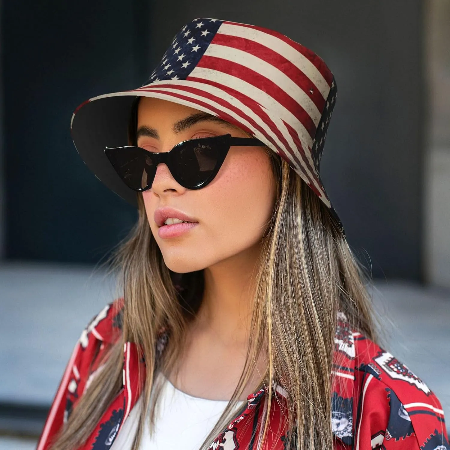 American Flag Bucket Hat Fashion Beach Sun Wide Brim Cap Outdoor Fisherman Hats for Women Men