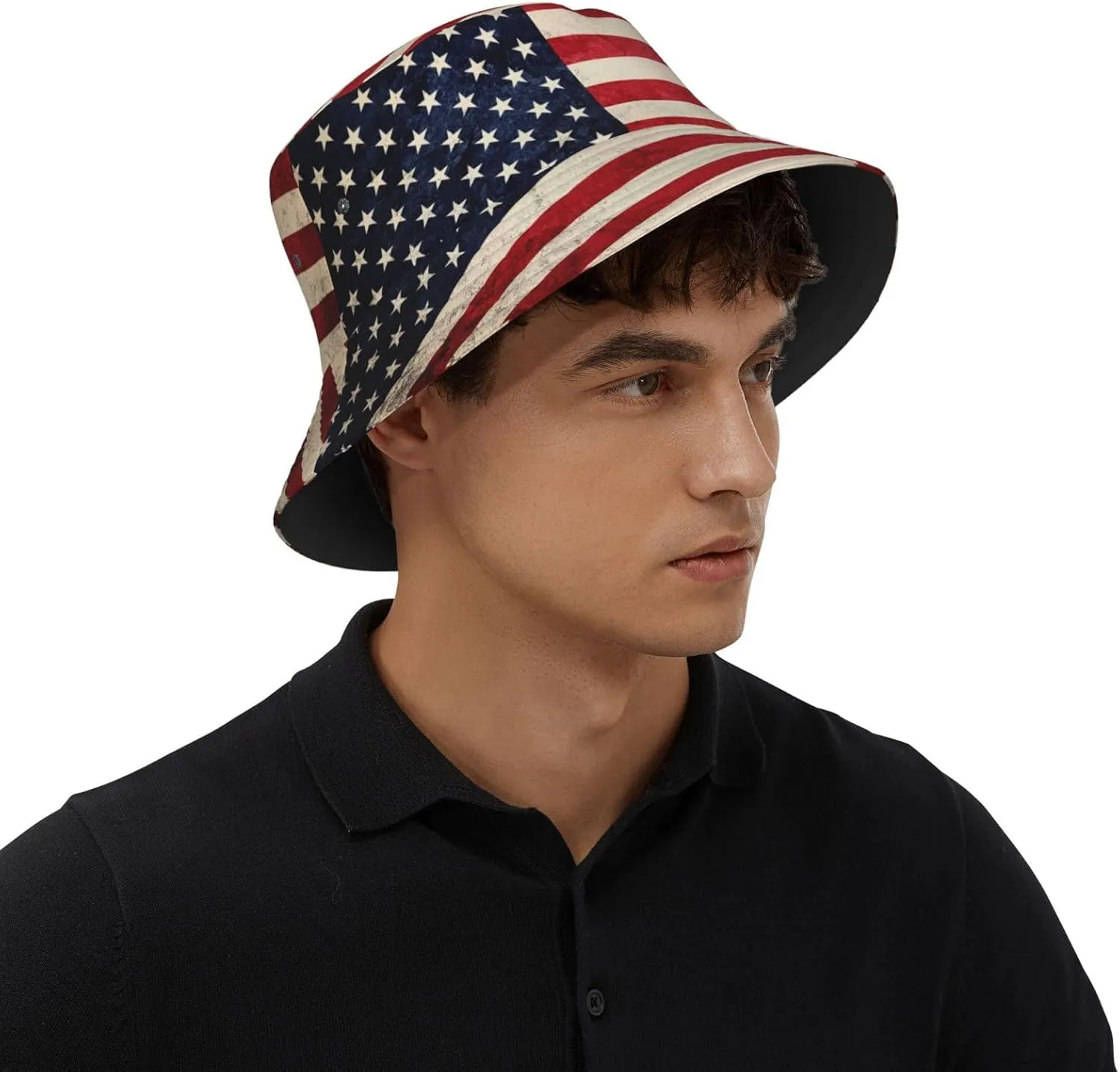 American Flag Bucket Hat Fashion Beach Sun Wide Brim Cap Outdoor Fisherman Hats for Women Men