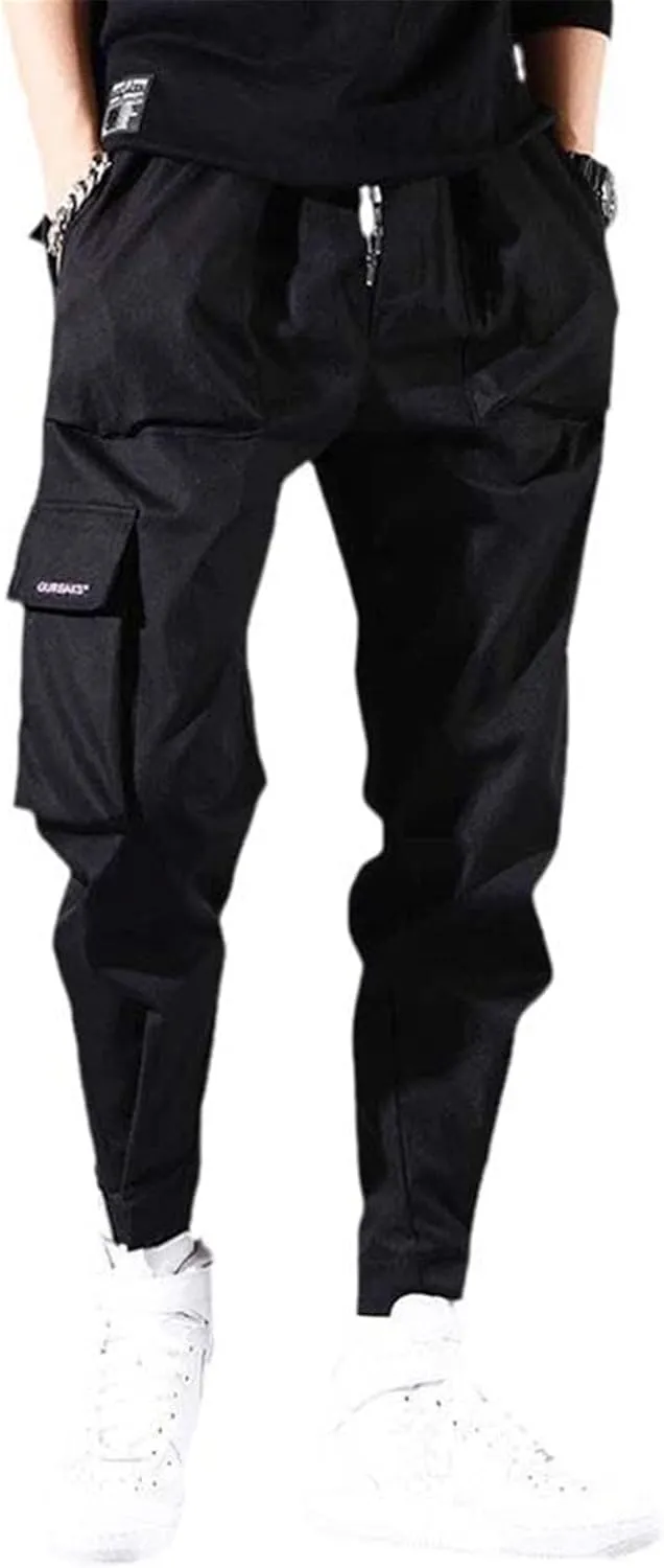 Aoleaky Men's Streetwear Multi-Pocket Cargo Pants Casual Harem Style Hip Hop Track Joggers