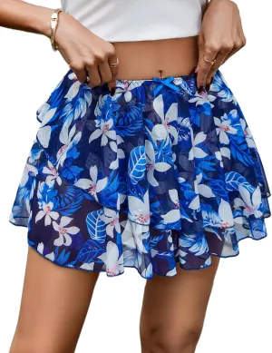 Avidlove Women Pleated Sheer Mini Skirt Y2k Asymmetrical Flowy Short Skirts Sexy Rave Outfits