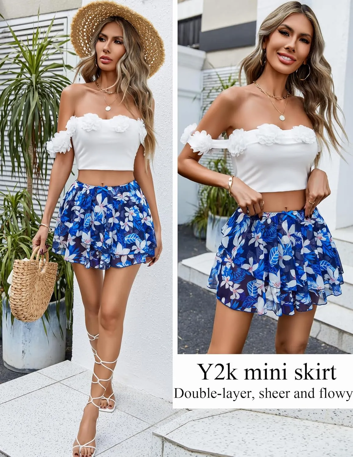 Avidlove Women Pleated Sheer Mini Skirt Y2k Asymmetrical Flowy Short Skirts Sexy Rave Outfits
