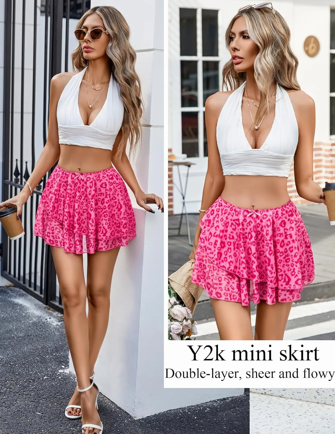 Avidlove Women Pleated Sheer Mini Skirt Y2k Asymmetrical Flowy Short Skirts Sexy Rave Outfits