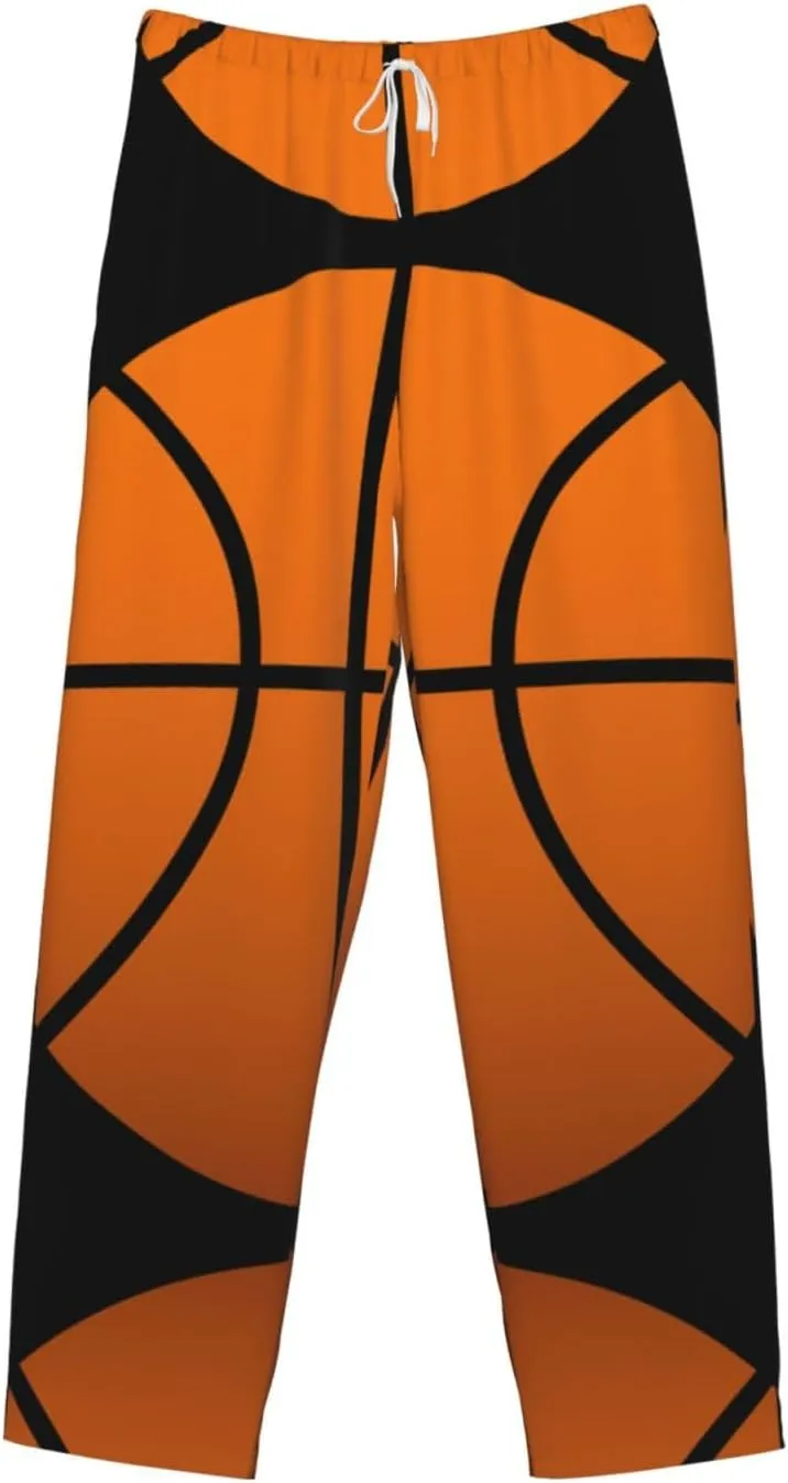 Basketball Print Men Relaxation Pajama Pants Soft Lightweight Lounge Bottoms With Drawstring Pants