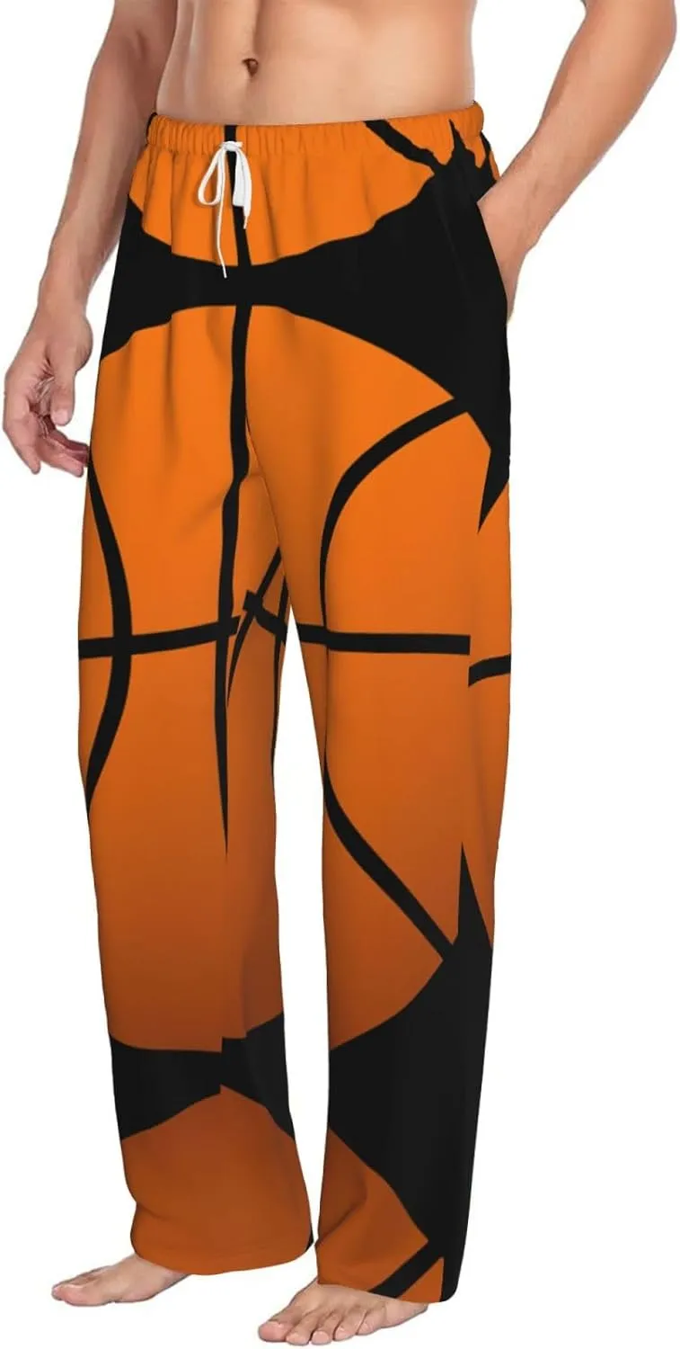 Basketball Print Men Relaxation Pajama Pants Soft Lightweight Lounge Bottoms With Drawstring Pants