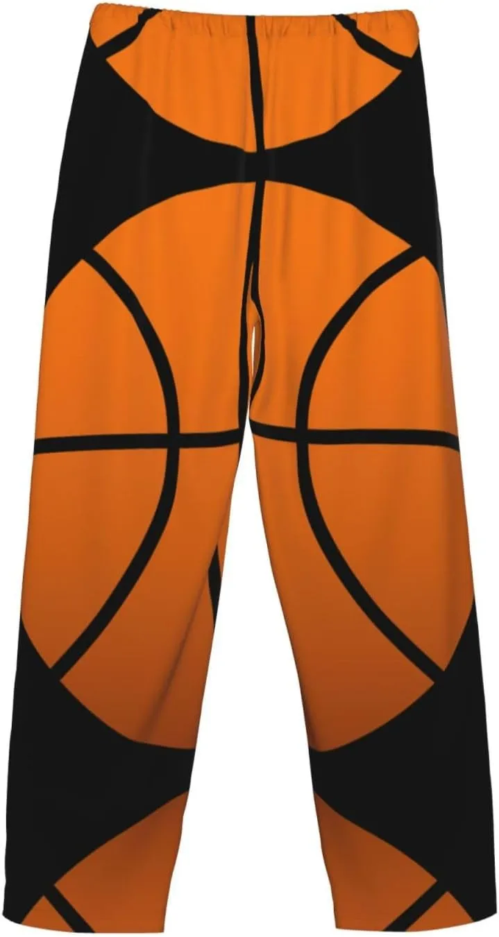 Basketball Print Men Relaxation Pajama Pants Soft Lightweight Lounge Bottoms With Drawstring Pants