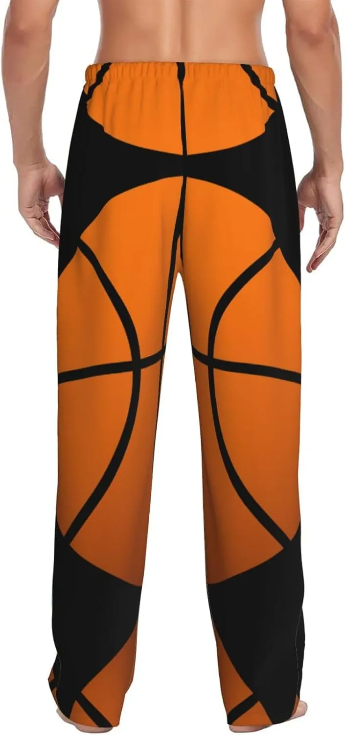 Basketball Print Men Relaxation Pajama Pants Soft Lightweight Lounge Bottoms With Drawstring Pants