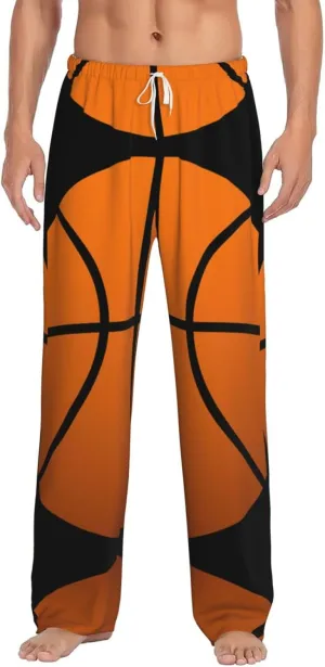 Basketball Print Men Relaxation Pajama Pants Soft Lightweight Lounge Bottoms With Drawstring Pants