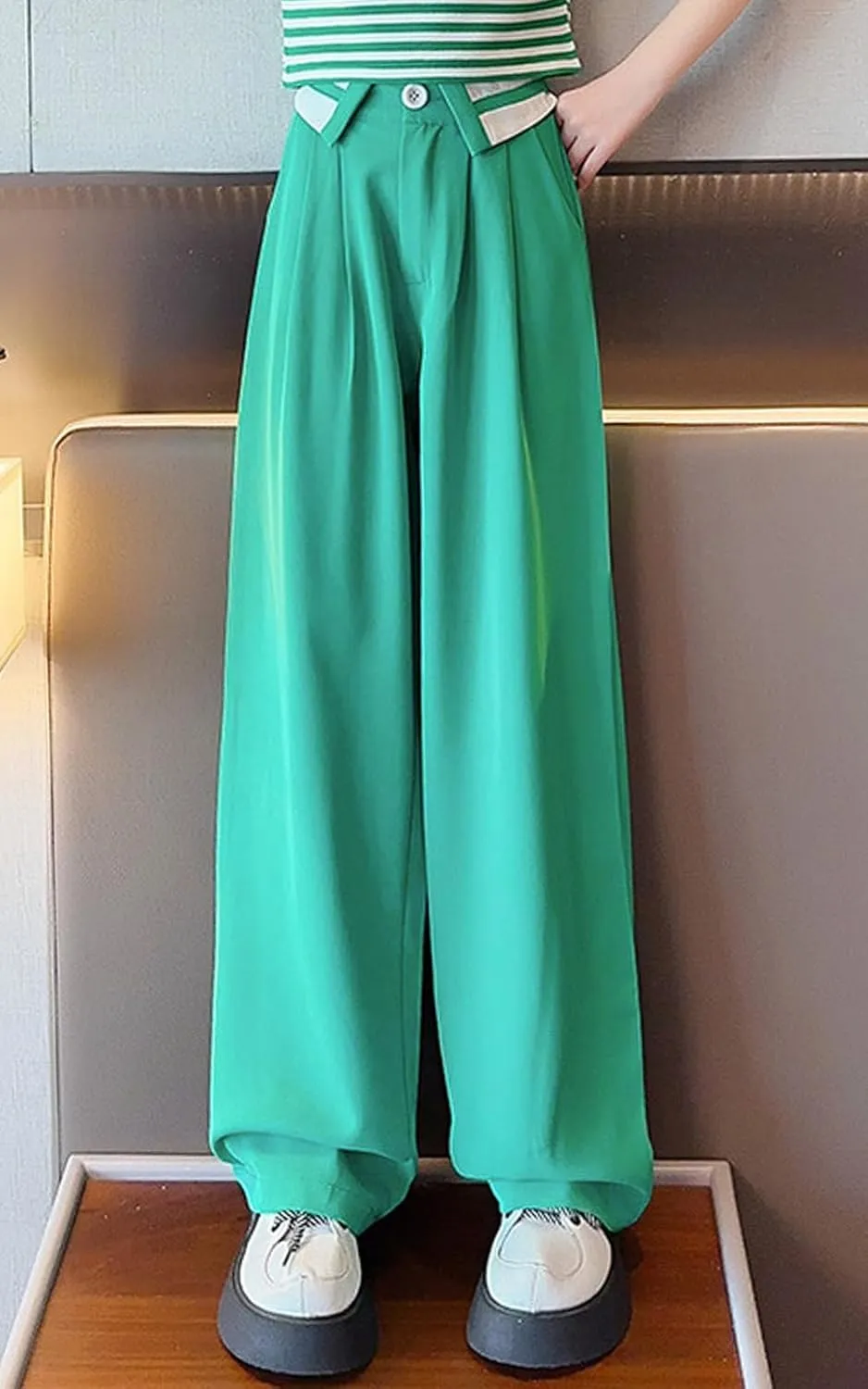 Betusline Girls' High Elastic Waist Wide Leg Pants, 3 Years - 13 Years