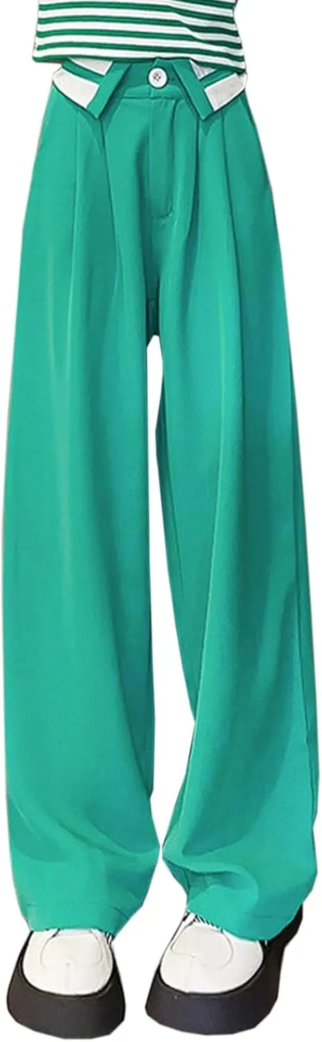 Betusline Girls' High Elastic Waist Wide Leg Pants, 3 Years - 13 Years