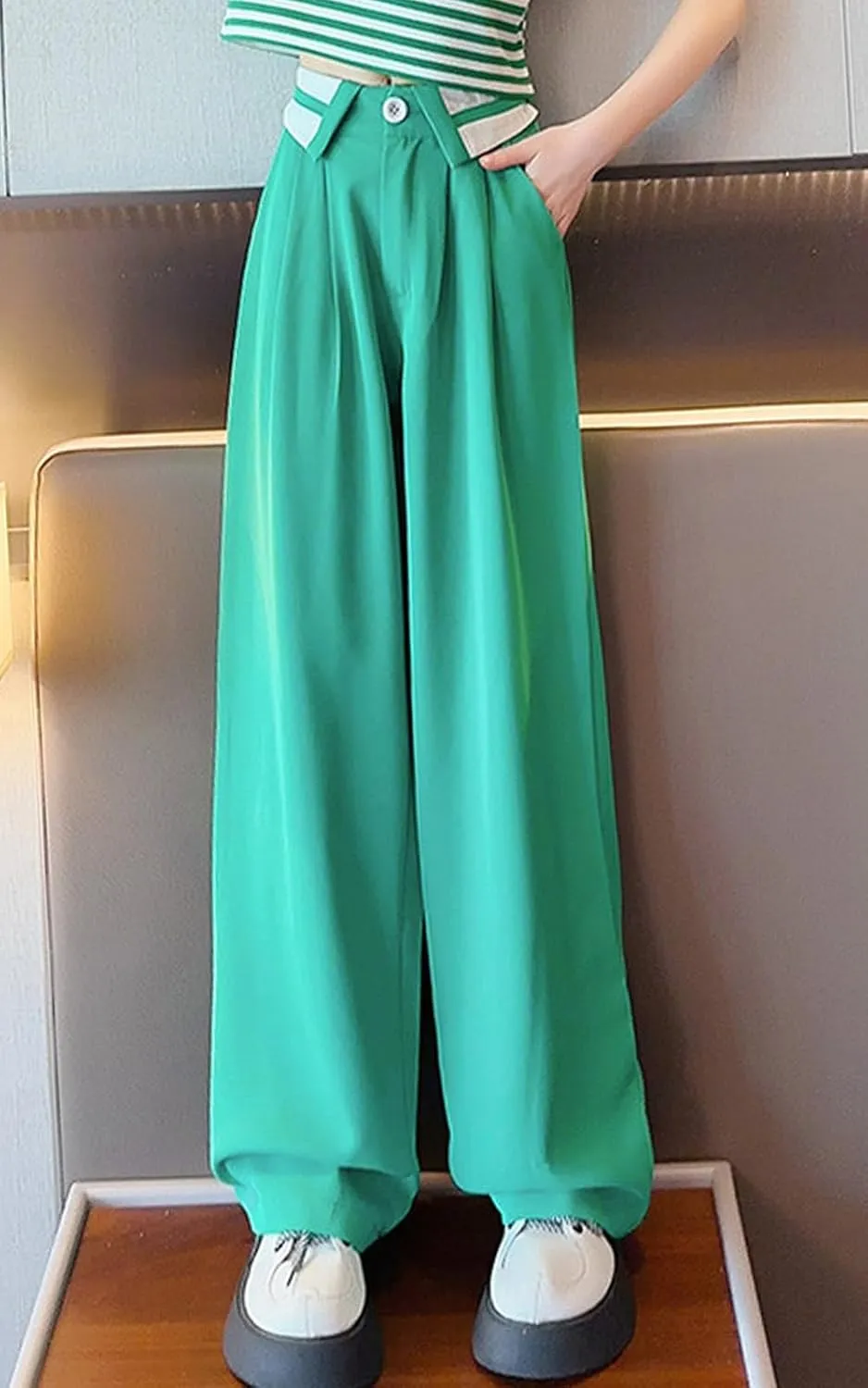 Betusline Girls' High Elastic Waist Wide Leg Pants, 3 Years - 13 Years