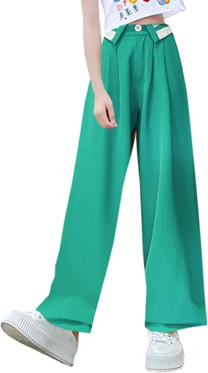 Betusline Girls' High Elastic Waist Wide Leg Pants, 3 Years - 13 Years