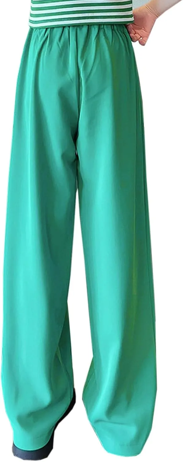 Betusline Girls' High Elastic Waist Wide Leg Pants, 3 Years - 13 Years