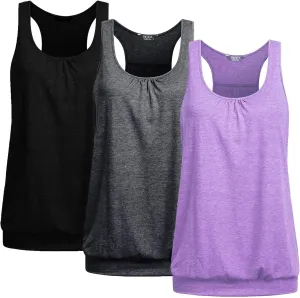 Beyove Racerback Tank Tops for Women Yoga Athletic Workout Tops Sleeveless Loose Fit Muscle Shirts Activewear 3 Pack