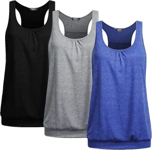 Beyove Racerback Tank Tops for Women Yoga Athletic Workout Tops Sleeveless Loose Fit Muscle Shirts Activewear 3 Pack