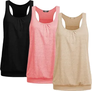 Beyove Racerback Tank Tops for Women Yoga Athletic Workout Tops Sleeveless Loose Fit Muscle Shirts Activewear 3 Pack