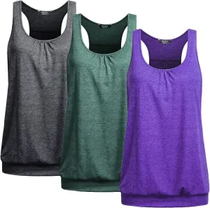 Beyove Racerback Tank Tops for Women Yoga Athletic Workout Tops Sleeveless Loose Fit Muscle Shirts Activewear 3 Pack