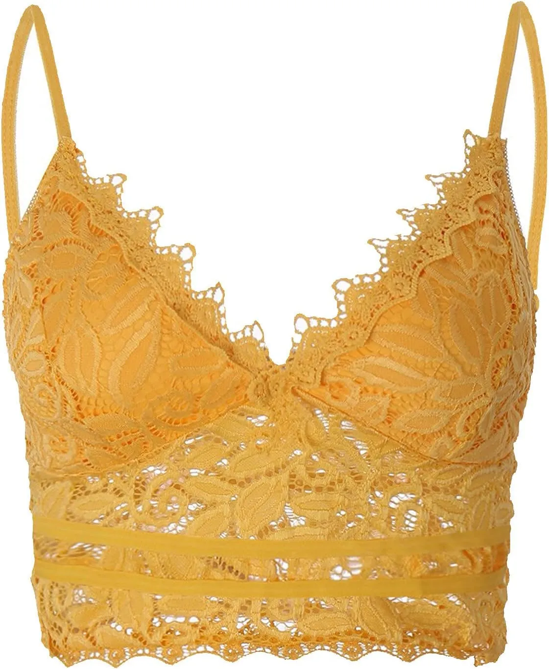 Binmer Lace Bralettes for Women Spaghetti Strap Tank Top Wireless V Neck Crop Top Adjustable Lingerie Slim Basic Camisole