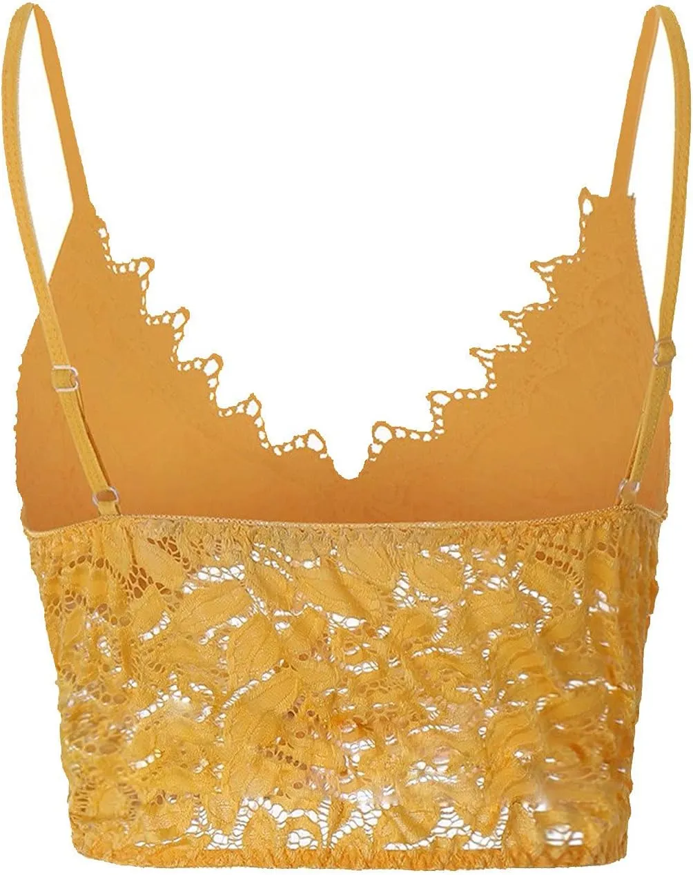 Binmer Lace Bralettes for Women Spaghetti Strap Tank Top Wireless V Neck Crop Top Adjustable Lingerie Slim Basic Camisole