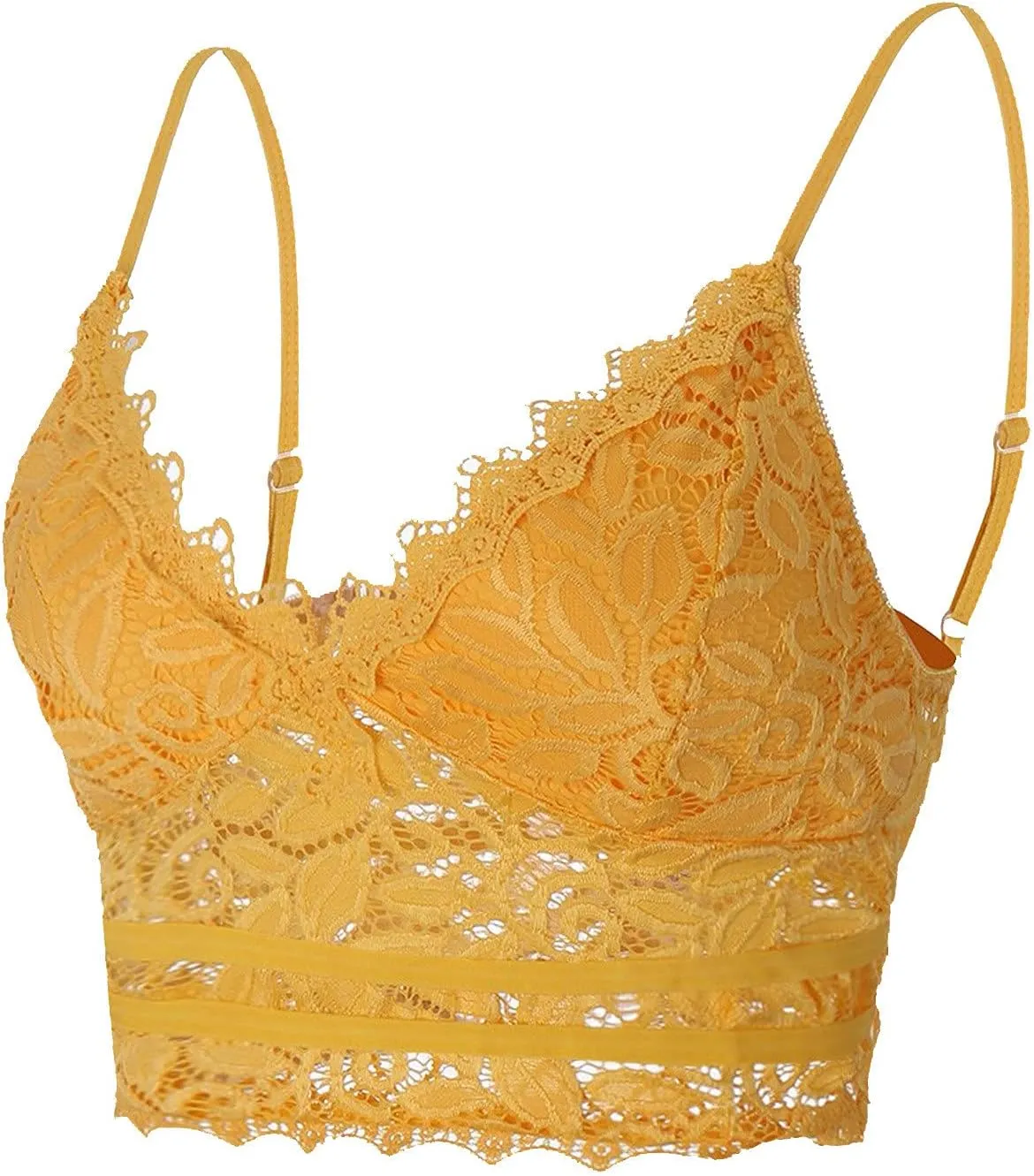 Binmer Lace Bralettes for Women Spaghetti Strap Tank Top Wireless V Neck Crop Top Adjustable Lingerie Slim Basic Camisole