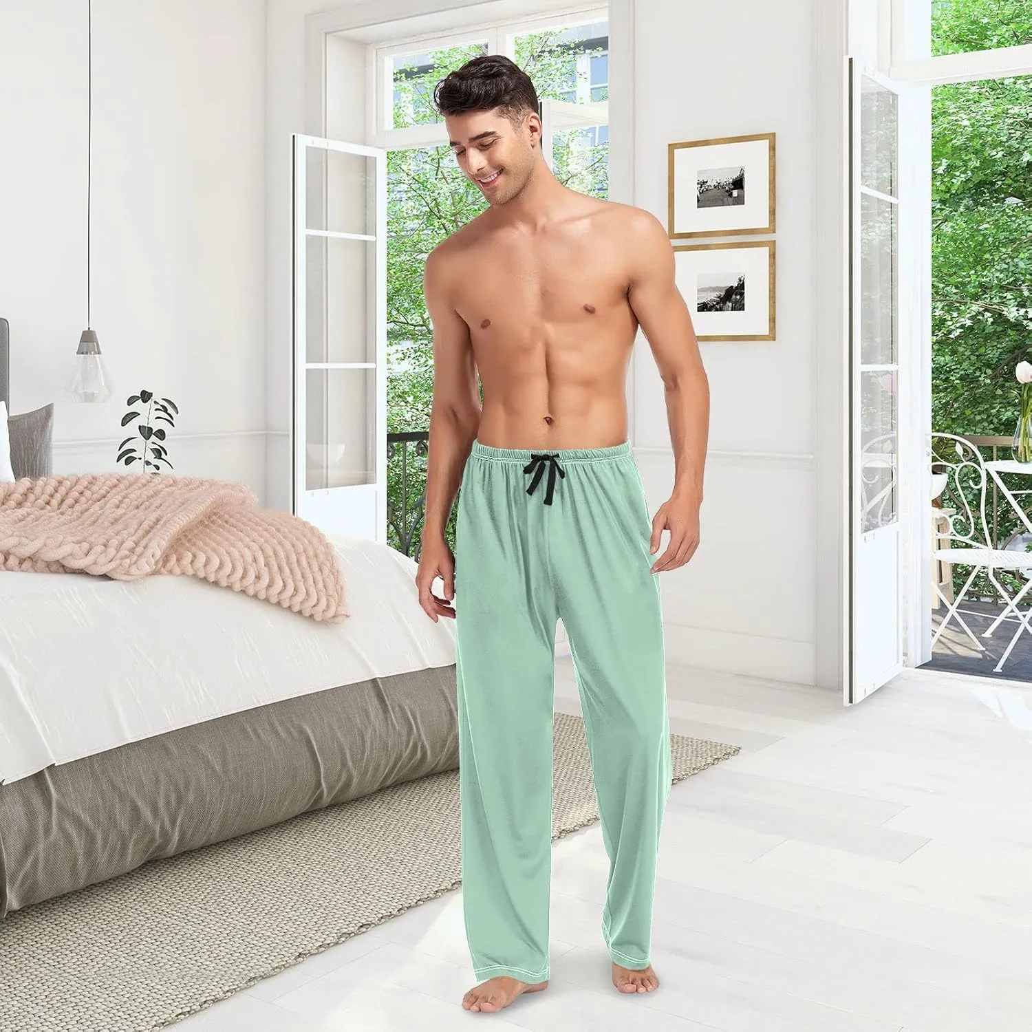 Black Men's Pajama Pants Sleepwear Lounge Pajama Bottoms