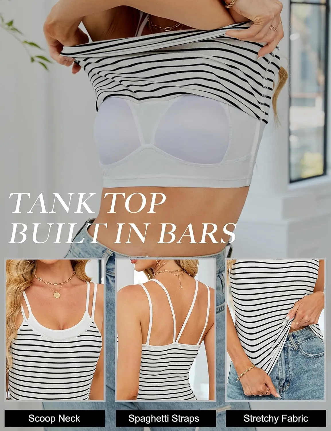 Blooming Jelly Womens Tank Top with Built in Bra Ribbed Sleeveless Shirts Cute Summer Camisoles Trendy Clothes 2025