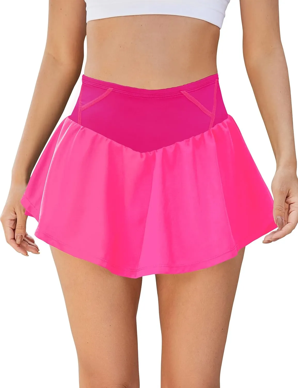 BMJL Womens High Waisted Shorts Flowy Athletic Shorts Workout Running Shorts Gym Quick Dry Shorts(XL,Hot Pink)