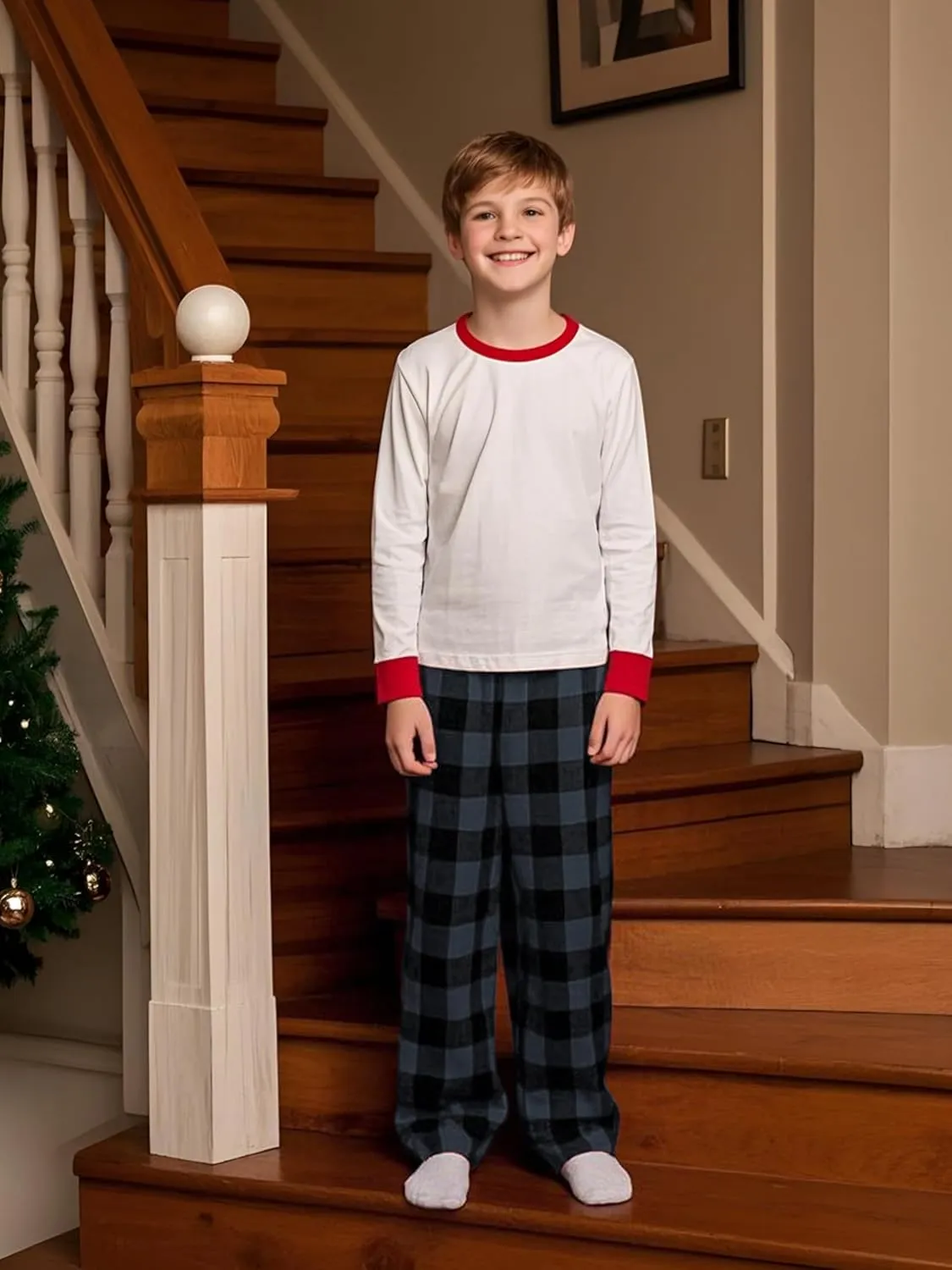 Boys Pajama Pants Kids Soft Micro Fleece Pajama Bottoms Boy's Plaid Sleepwear PJ Lounge Pants with Drawstring Pockets