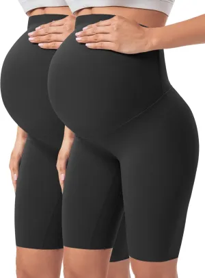 Buttergene Maternity Shorts Over Belly Maternity Biker Shorts Pregnancy Shorts Athletic Workout Bike Running Shorts Pants
